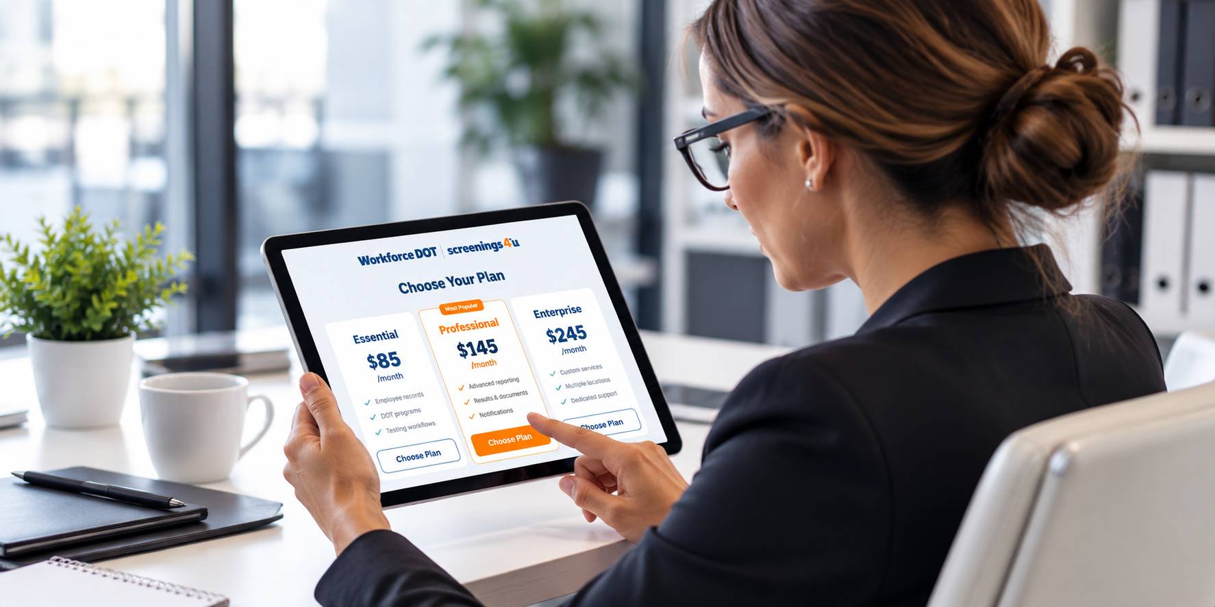 Lady purchasing online using a tablet